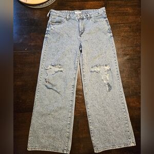 Women's Straight Leg Jeans - Light Blue